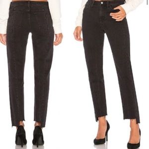 Joe’s Jeans x Taylor Hill collab black asymmetric mid rise straight ankle 25